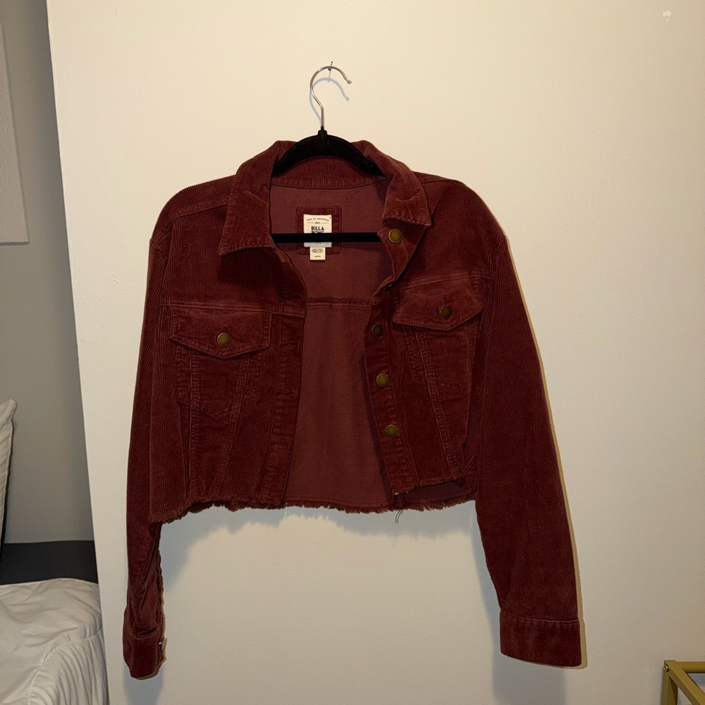Billabong Women's Burgundy Cropped Jean Jacket